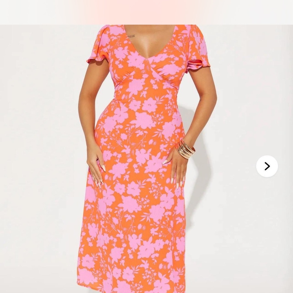 Floral Orange and Pink Women's Dress